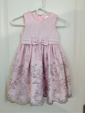 Tahari Light Pink Floral Embroidered Party Dress